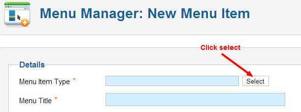 Select menu item type