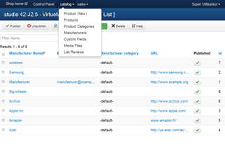 VirtueMart responsive bootstrap menu, desktop snapshoot